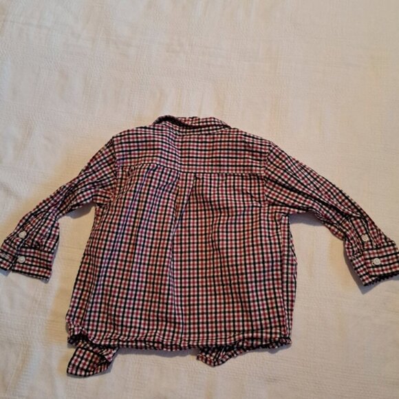 Gymboree boys size 18-24 months, red, black & white checkered button down shirt - Picture 2 of 3